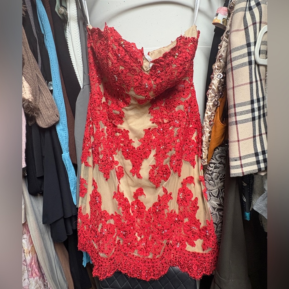 Red Lace Cocktail Dress by Sherri Hill